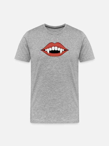 Vampire Fanged Lip Art - Men's Premium Organic T-Shirt - heather grey