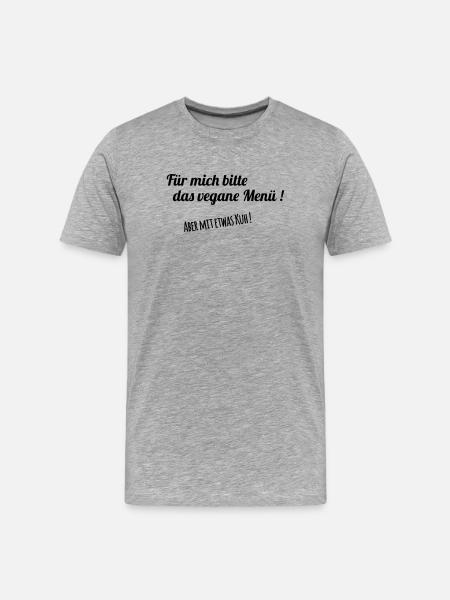 Vegan mit Kuh - Männer Premium Bio T-Shirt - Grau meliert