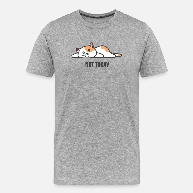 Katze - Nicht heute - Männer Premium Bio T-Shirt - Grau meliert