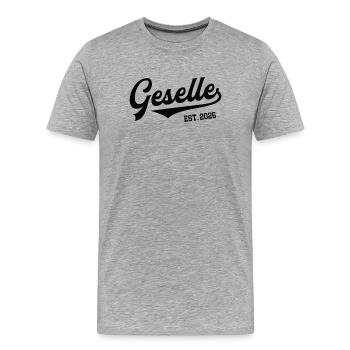 Compagnon 2026 : Examen de compagnon réussi, formation - T-shirt bio Premium Homme - gris chiné - Devant - Damien (186cm)