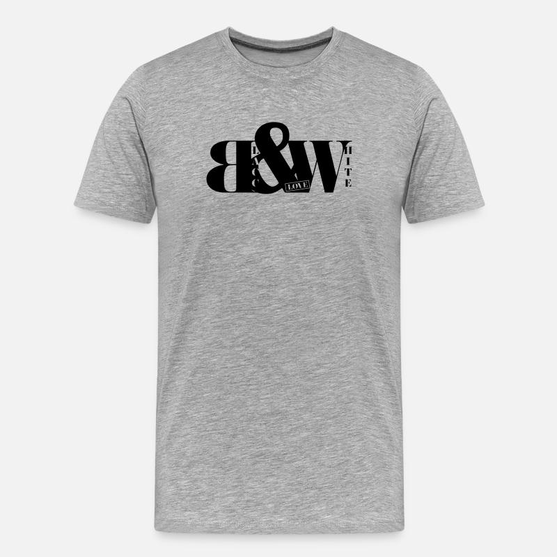 Blacc&White Love - Männer Premium Bio T-Shirt - Grau meliert