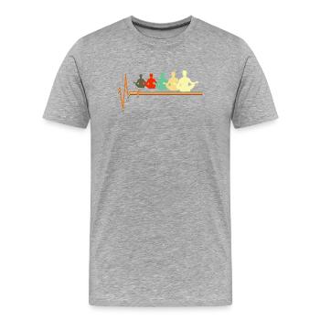 Yoga Battement de cœur Méditation rétro Namasté - T-shirt bio Premium Homme - gris chiné - Devant - Damien (186cm)