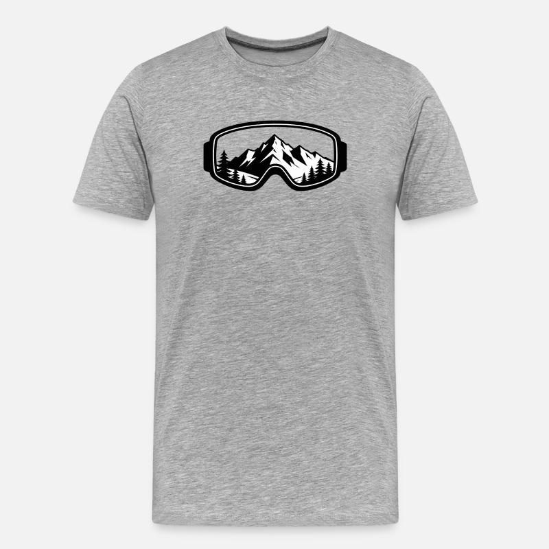Schnee-Gipfel Silhouette - Skibrille - Männer Premium Bio T-Shirt - Grau meliert