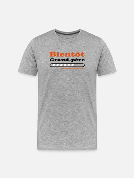 bientôt grand père  - T-shirt bio Premium Homme - gris chiné