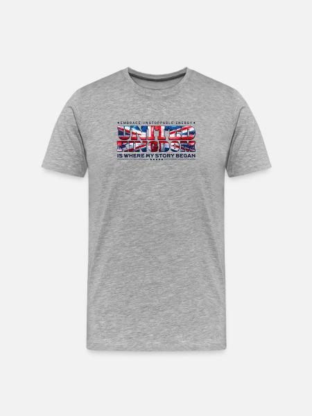 Royaume-Uni, où mon histoire a commencé - T-shirt bio Premium Homme - gris chiné