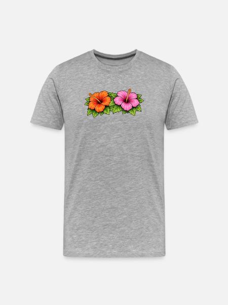 Fleurs d’hibiscus - T-shirt bio Premium Homme - gris chiné