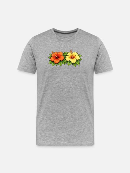 Hibiscus in tropical flowers - Men's Premium Organic T-Shirt - heather grey