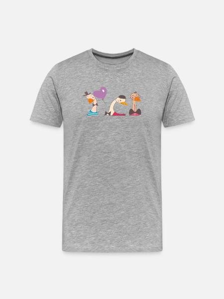 lustige Gänse - Männer Premium Bio T-Shirt - Grau meliert