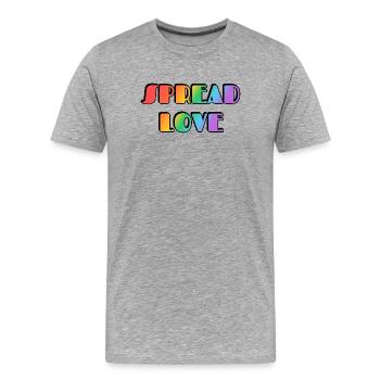 Spread Love Rainbow Typography - Men's Premium Organic T-Shirt - heather grey - Front - Damien (186cm)
