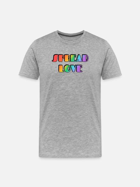 Spread Love Rainbow Typography - Men's Premium Organic T-Shirt - heather grey