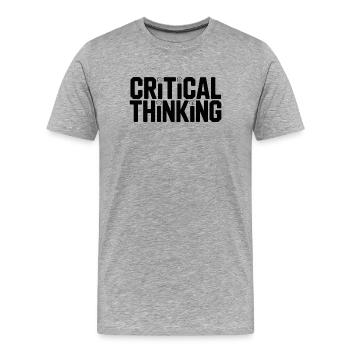 Stylo et papier pour la pensée critique - T-shirt bio Premium Homme - gris chiné - Devant - Damien (186cm)