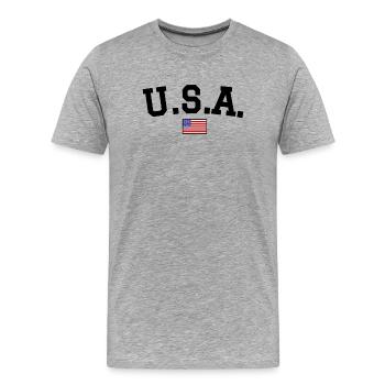 USA Flagge Design Schwarz - Männer Premium Bio T-Shirt - Grau meliert - Vorne - Damien (186cm)