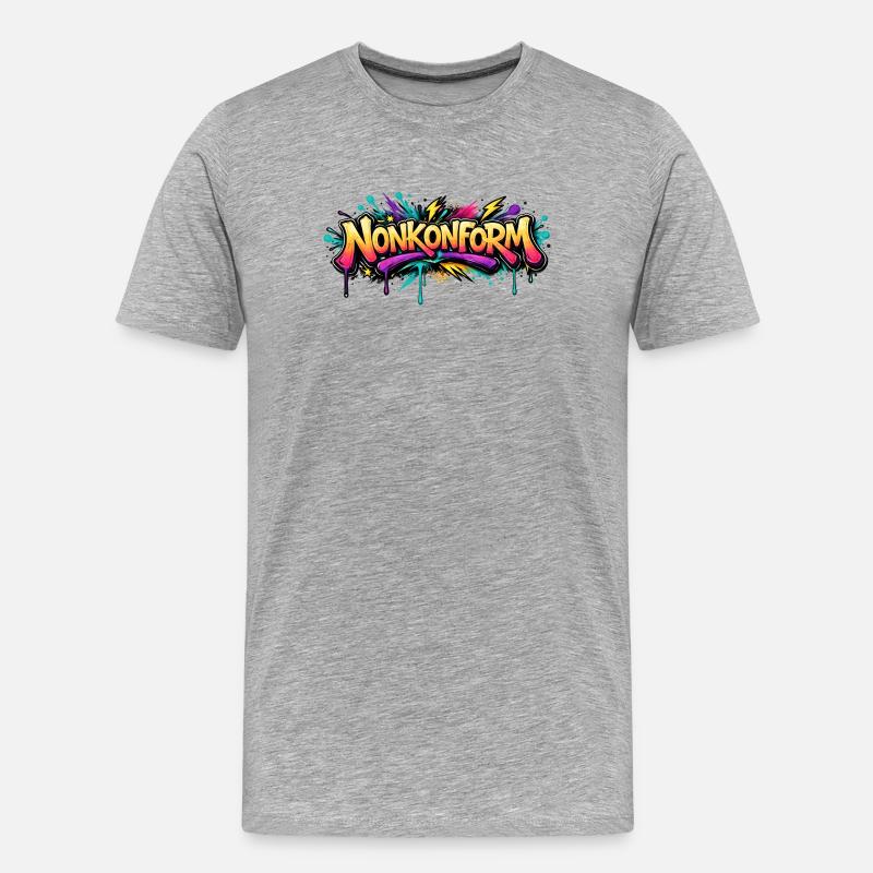 Nonkonform Graffiti  - Männer Premium Bio T-Shirt - Grau meliert