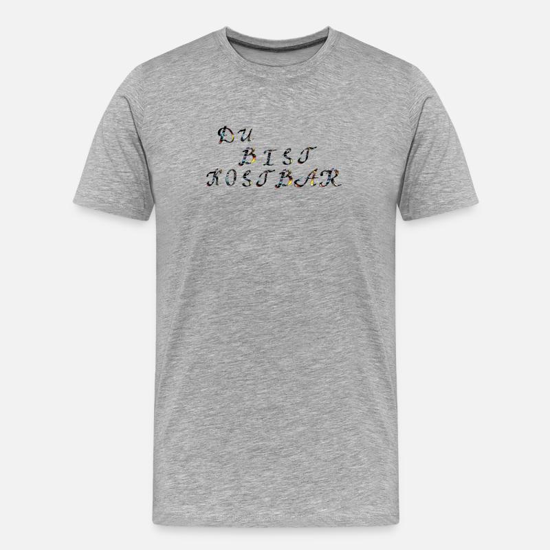 du bist kostbar - Männer Premium Bio T-Shirt - Grau meliert