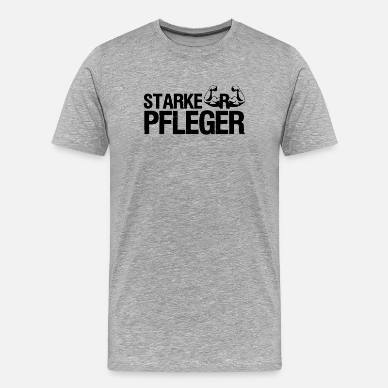 Starker Pfleger Pflege,Sprüche, Geschenk,Berufe - Männer Premium Bio T-Shirt - Grau meliert
