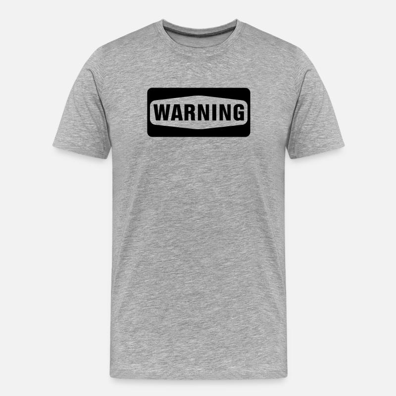 Warning - Männer Premium Bio T-Shirt - Grau meliert