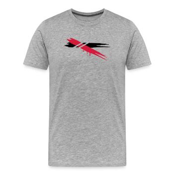 deux bandes de couleur avec des bandes horizontale - T-shirt bio Premium Homme - gris chiné - Devant - Damien (186cm)