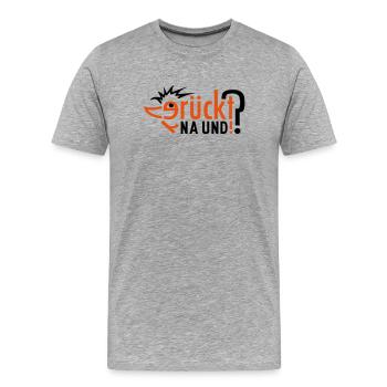 Verrückt ! 2farbig individualisierbar - Männer Premium Bio T-Shirt - Grau meliert - Vorne - Damien (186cm)