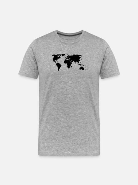 weltkarte - Männer Premium Bio T-Shirt - Grau meliert