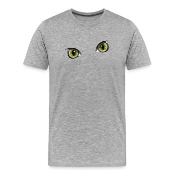 realistic green cat eyes - Men's Premium Organic T-Shirt - heather grey - Front - Damien (186cm)
