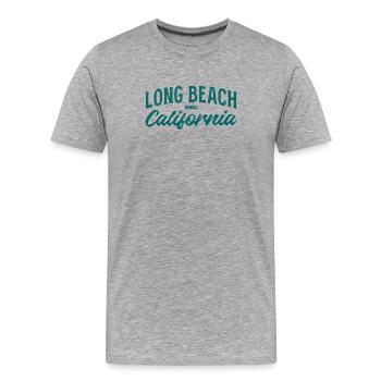 Écriture vintage de Long Beach, Californie - T-shirt bio Premium Homme - gris chiné - Devant - Damien (186cm)