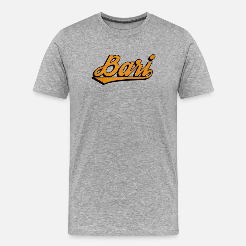Bari Script: Orange Retro Logo - Men's Premium Organic T-Shirt - heather grey