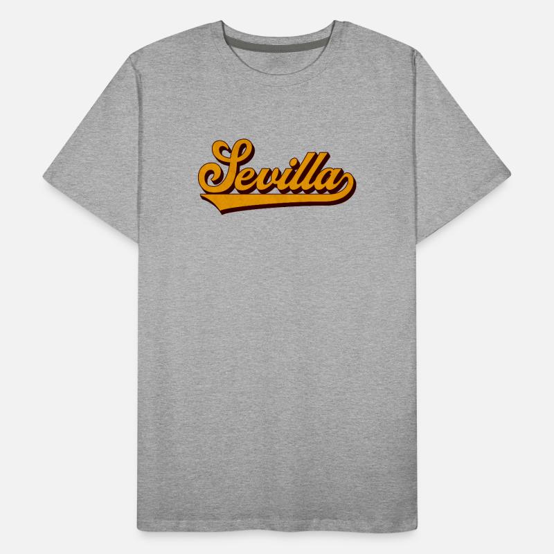 Sevilla Retro Script Gelb Männer Premium Bio T-Shirt