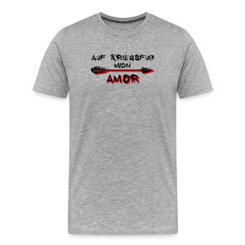 auf Kriegsfuß midn Amor - auf Kriegsfuß mit Amor - Männer Premium Bio T-Shirt - Grau meliert - Vorne - Damien (186cm)