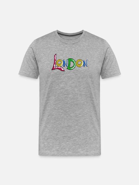 Vibrant London lettering in gradient - Men's Premium Organic T-Shirt - heather grey