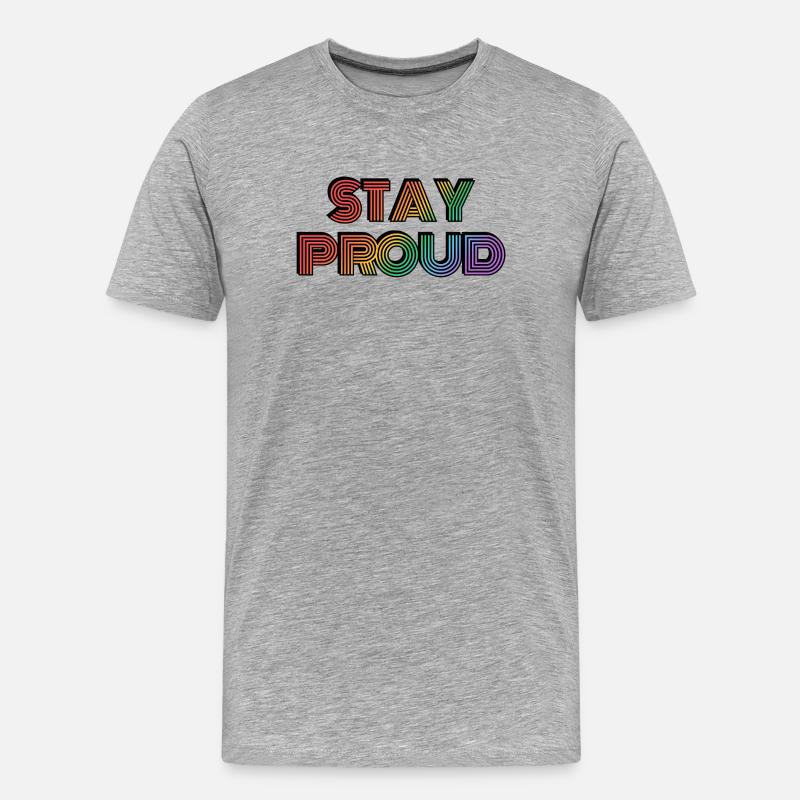 Stay Proud Rainbow Retro-Typ - Männer Premium Bio T-Shirt - Grau meliert