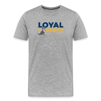 Loyal and Happy Dog Cartoon Logo - Men's Premium Organic T-Shirt - heather grey - Front - Damien (186cm)
