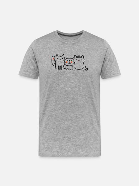 Trois petits chats - T-shirt bio Premium Homme - gris chiné