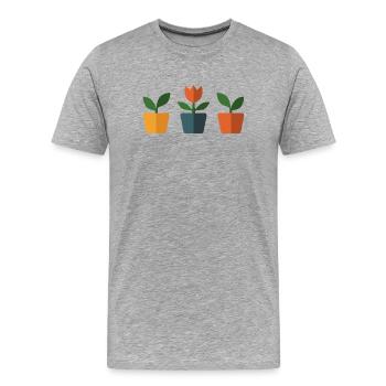 Eine Tulpe und andere Pflanzen im Blumentopf - Männer Premium Bio T-Shirt - Grau meliert - Vorne - Damien (186cm)