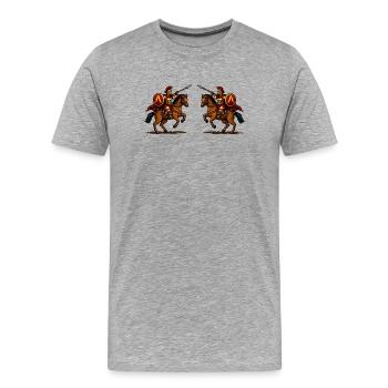 Spartan Equestrian Duel - Men's Premium Organic T-Shirt - heather grey - Front - Damien (186cm)