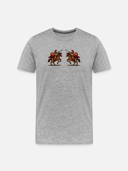 Spartan Reiterduell - Männer Premium Bio T-Shirt - Grau meliert