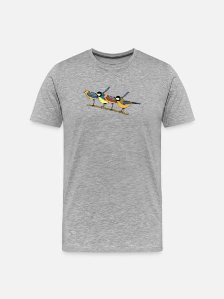 Bunte Vögel - Männer Premium Bio T-Shirt - Grau meliert