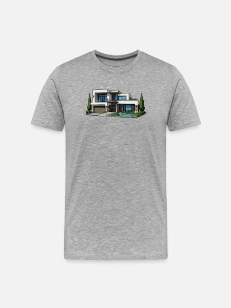 Modern villa with pool - Men's Premium Organic T-Shirt - heather grey
