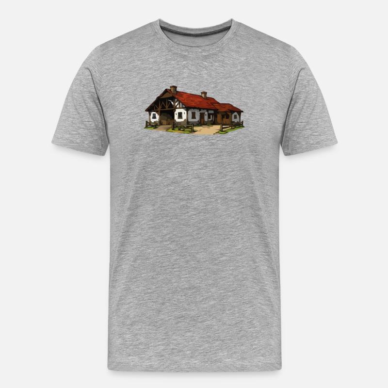 Rustikaler Bauernhof - Männer Premium Bio T-Shirt - Grau meliert