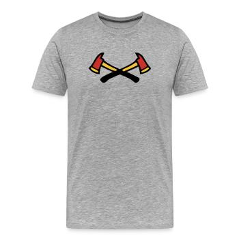 Gekreuzte Feuerwehraexte Logo - Männer Premium Bio T-Shirt - Grau meliert - Vorne - Damien (186cm)