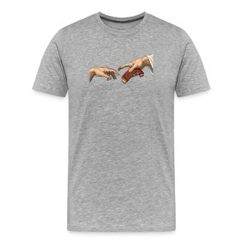 BBQ-Rippchen – Die Kreation – Lustiges Barbecue - Männer Premium Bio T-Shirt - Grau meliert - Vorne - Damien (186cm)