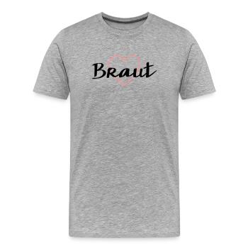 Braut Herz Herzmotiv Junggesellenabschied - Männer Premium Bio T-Shirt - Grau meliert - Vorne - Damien (186cm)