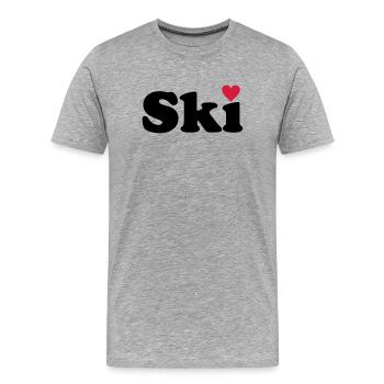 Ski - Männer Premium Bio T-Shirt - Grau meliert - Vorne - Damien (186cm)