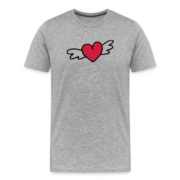 cadeau d'amour coeur volant - T-shirt bio Premium Homme - gris chiné - Devant - Damien (186cm)