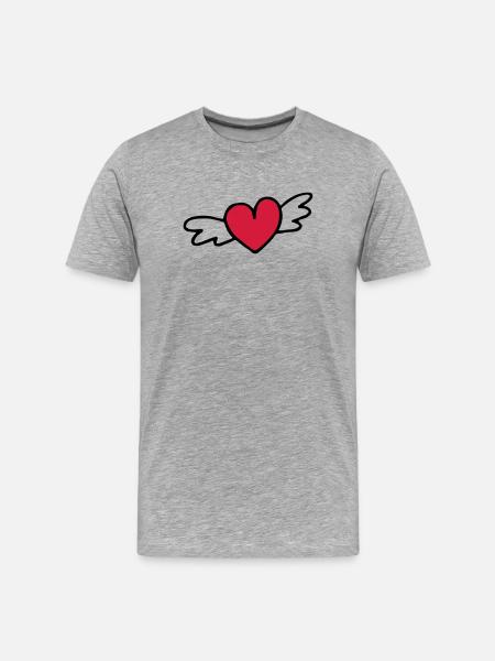 flying heart love gift - Men's Premium Organic T-Shirt - heather grey
