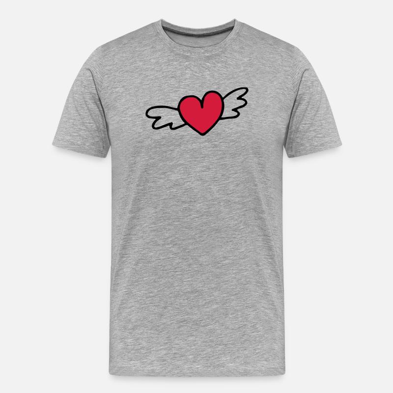 fliegendes Herz Liebe Geschenk - Männer Premium Bio T-Shirt - Grau meliert