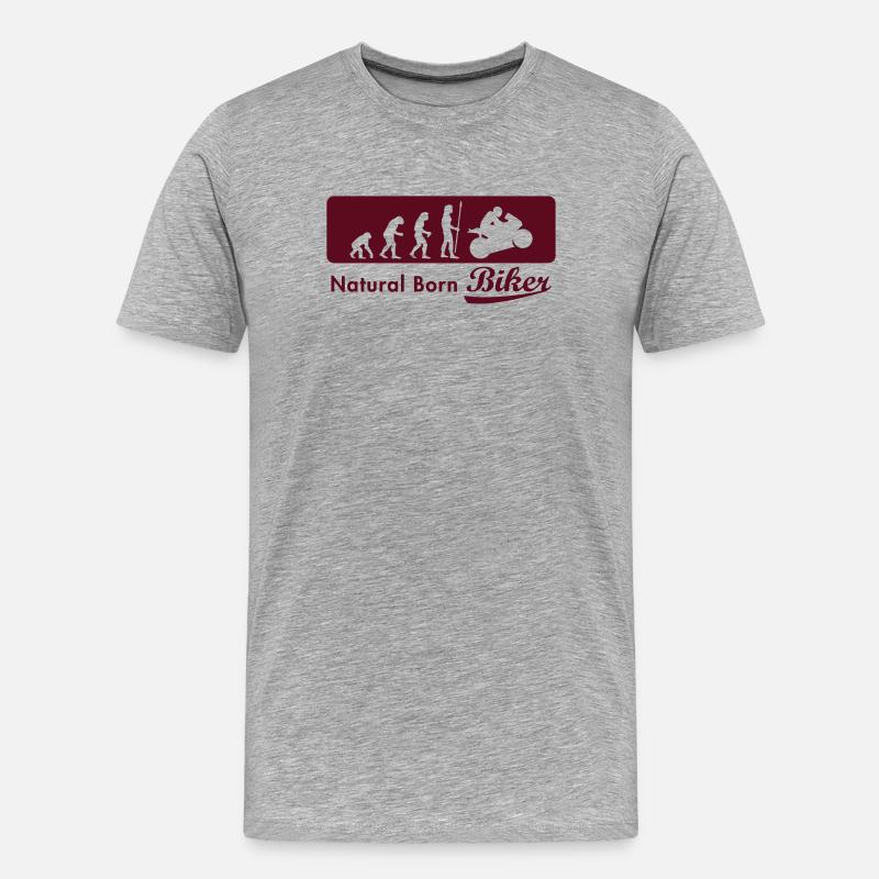 evolution_biker - Männer Premium Bio T-Shirt - Grau meliert