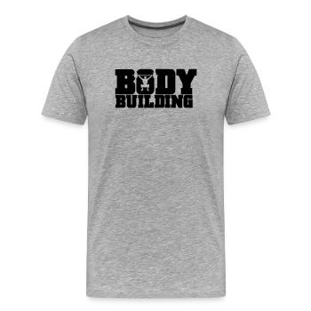 musculation - T-shirt bio Premium Homme - gris chiné - Devant - Damien (186cm)