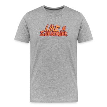 Like & Subscribe Graffiti Style - Männer Premium Bio T-Shirt - Grau meliert - Vorne - Damien (186cm)