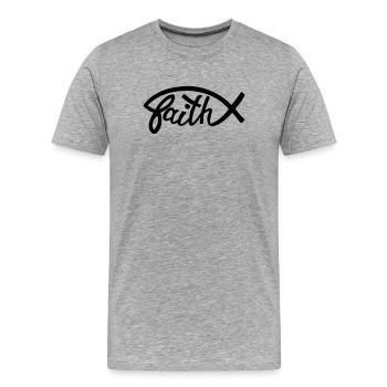 Faites confiance au logo de jesus chritus - T-shirt bio Premium Homme - gris chiné - Devant - Damien (186cm)