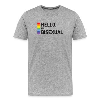 Bonjour, je suis bisexuel - T-shirt bio Premium Homme - gris chiné - Devant - Damien (186cm)